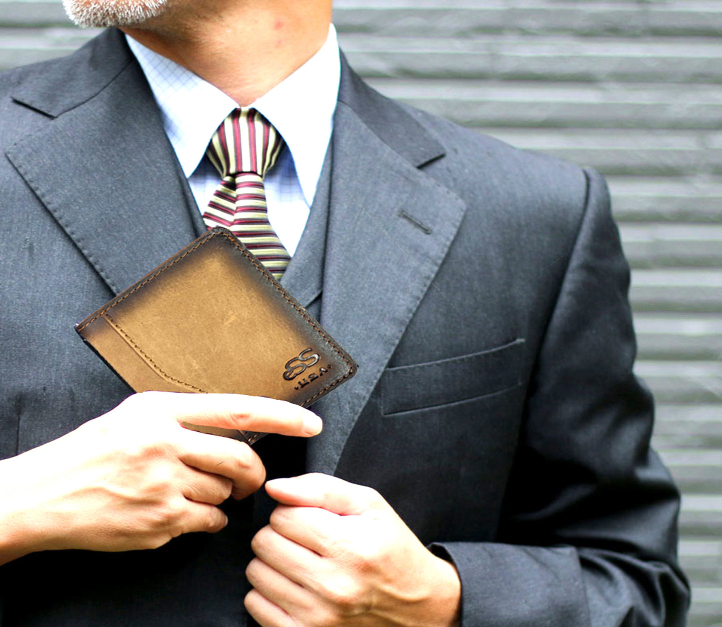 eSS Leather-Minimalist Pocket-Bifold smart Wallet -Real Vegetable Tan - RFID wallet - Teak best cool gifts for dad - valentines day gifts (4 .25" x 2.50")