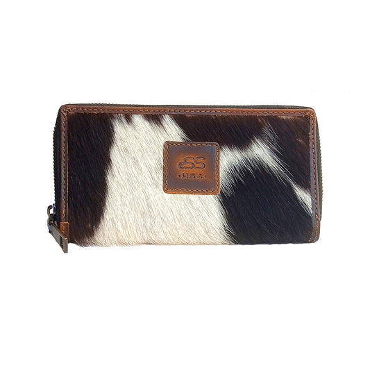 eSS Real Cowhide Leather Wallets for Women - Zipper Western Purse RFID Blocking - Clutch wallet for women - 8 credit card slot with zippered pocket- Best Gifts (7.25 x 3.75) inches