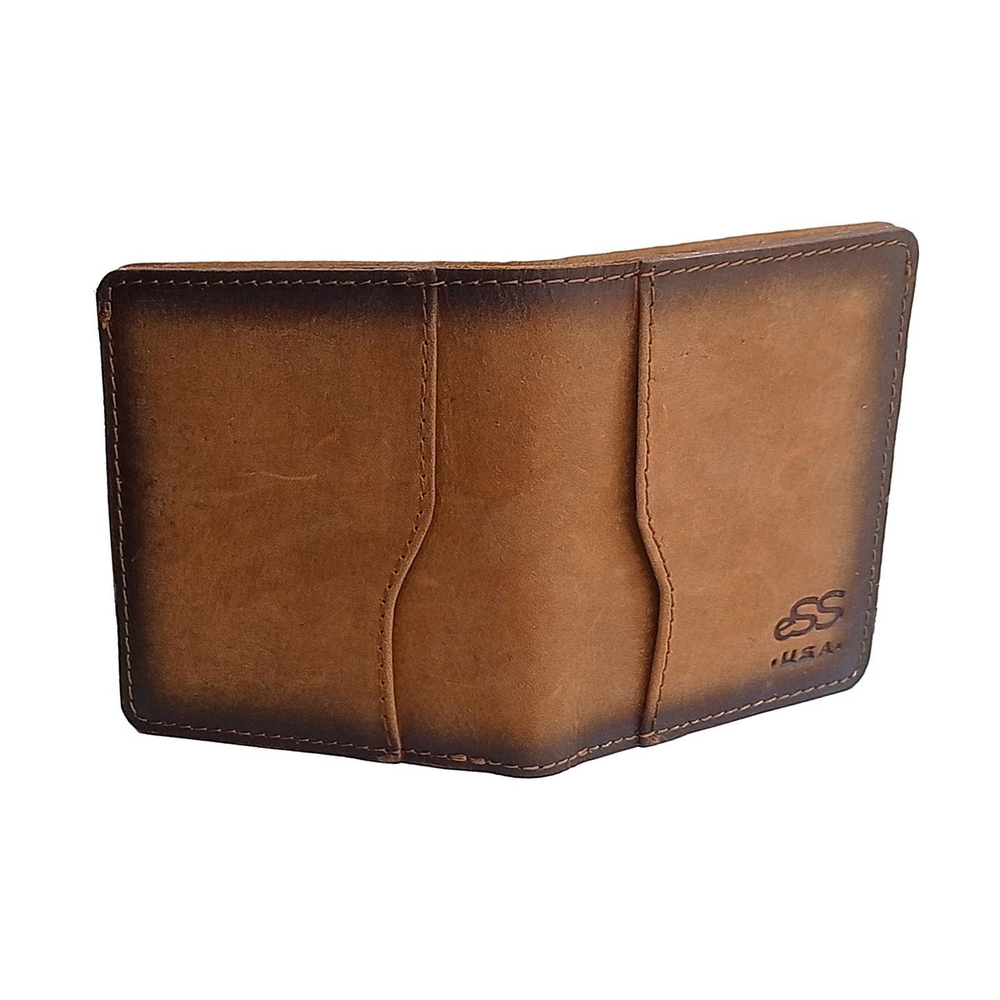eSS Leather-Minimalist Pocket-Bifold smart Wallet -Real Vegetable Tan - RFID wallet - Teak best cool gifts for dad - valentines day gifts (4 .25" x 2.50")