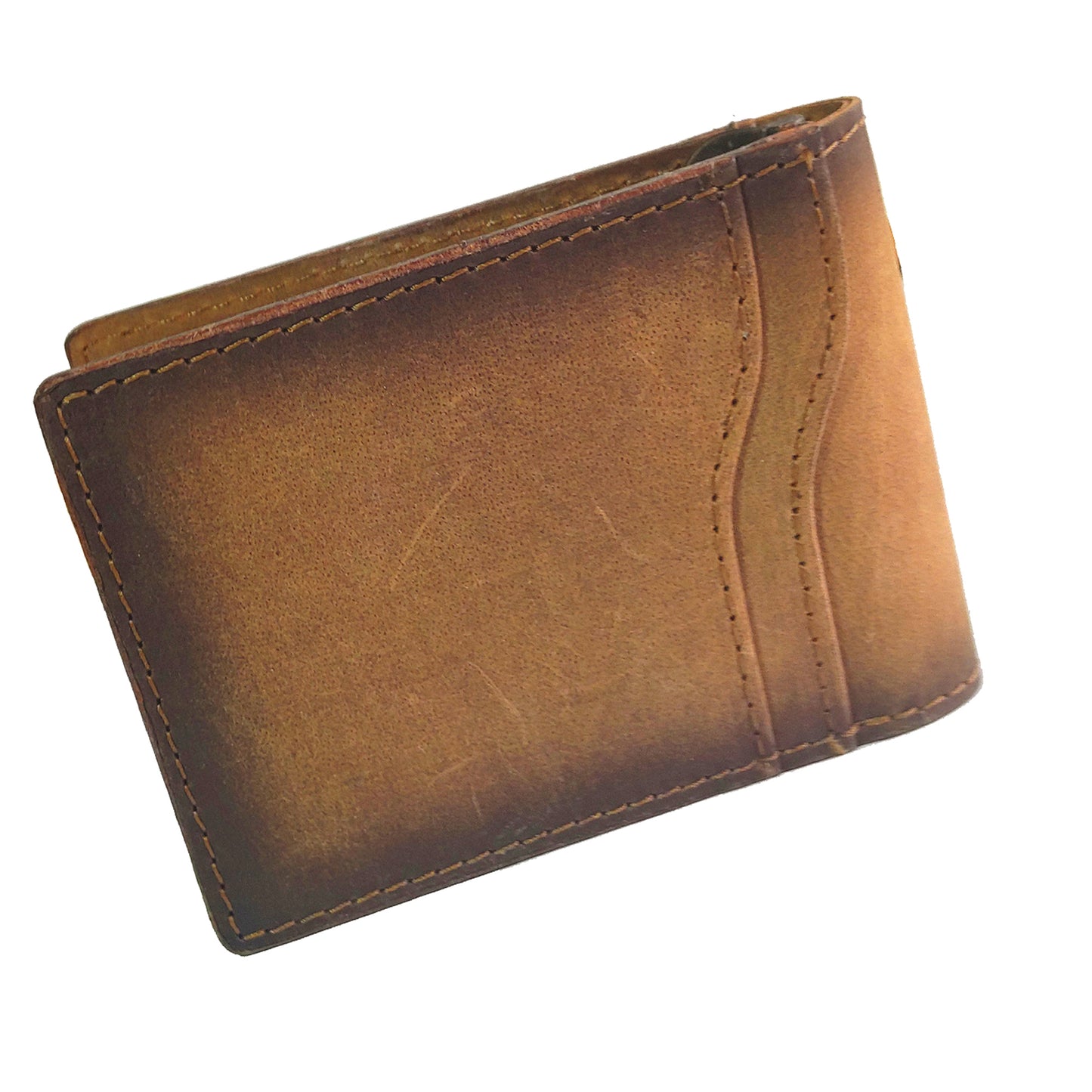 Slim wallet for men - Real Leather Front Pocket Wallet with internal - Money Clip Credit card holder - Teak -best cool gifts for dad (4 .25" x 2.50"