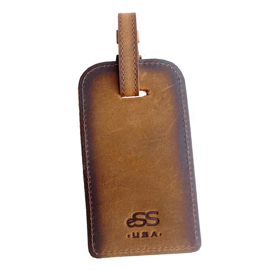 eSS Handmade Mr and Mrs Real Leather Luggage tags for suitcases with Full Privacy Cover, With Adjustable Buckle Strap suitable for Luggage Bag, suitcases, backpack. Pack of 2