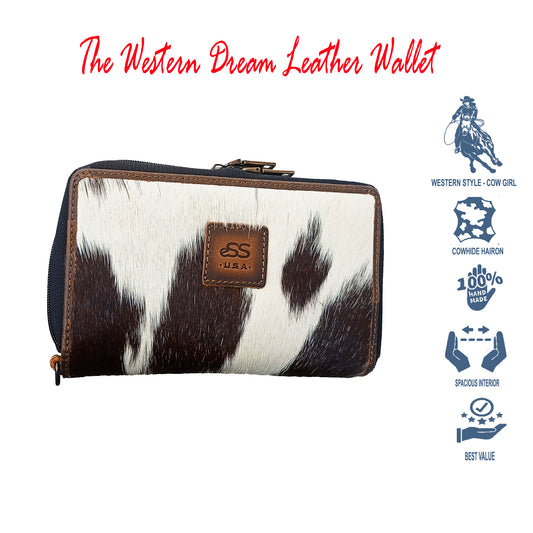 Cowhide Wallets Western purses for Women RFID Blocking Leather Zip around Wallet with Wristlet 32 Credit Card – Phone - Photo ID - Best Gifts (‎9.13 x 6.1) inches