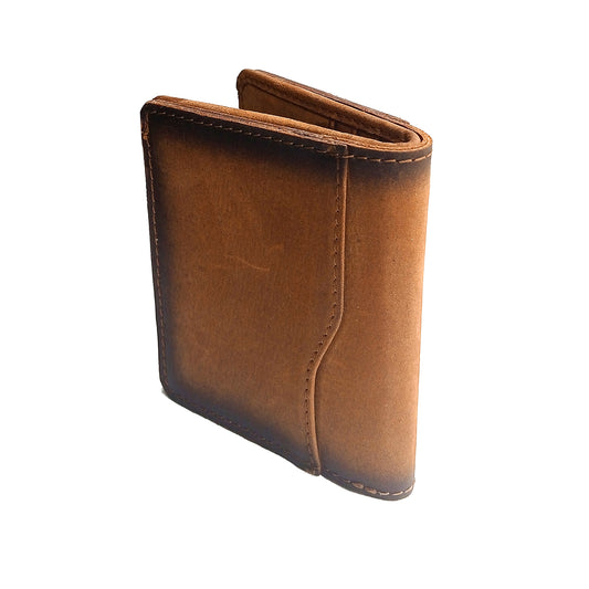 eSS Leather-Minimalist Pocket-Bifold smart Wallet -Real Vegetable Tan - RFID wallet - Teak best cool gifts for dad - valentines day gifts (4 .25" x 2.50")